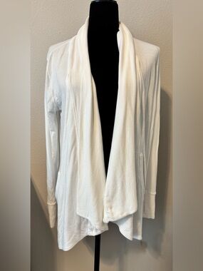 Athleta White Waterfall Cardigan Open Front Draped Lightweight Modal Size Small